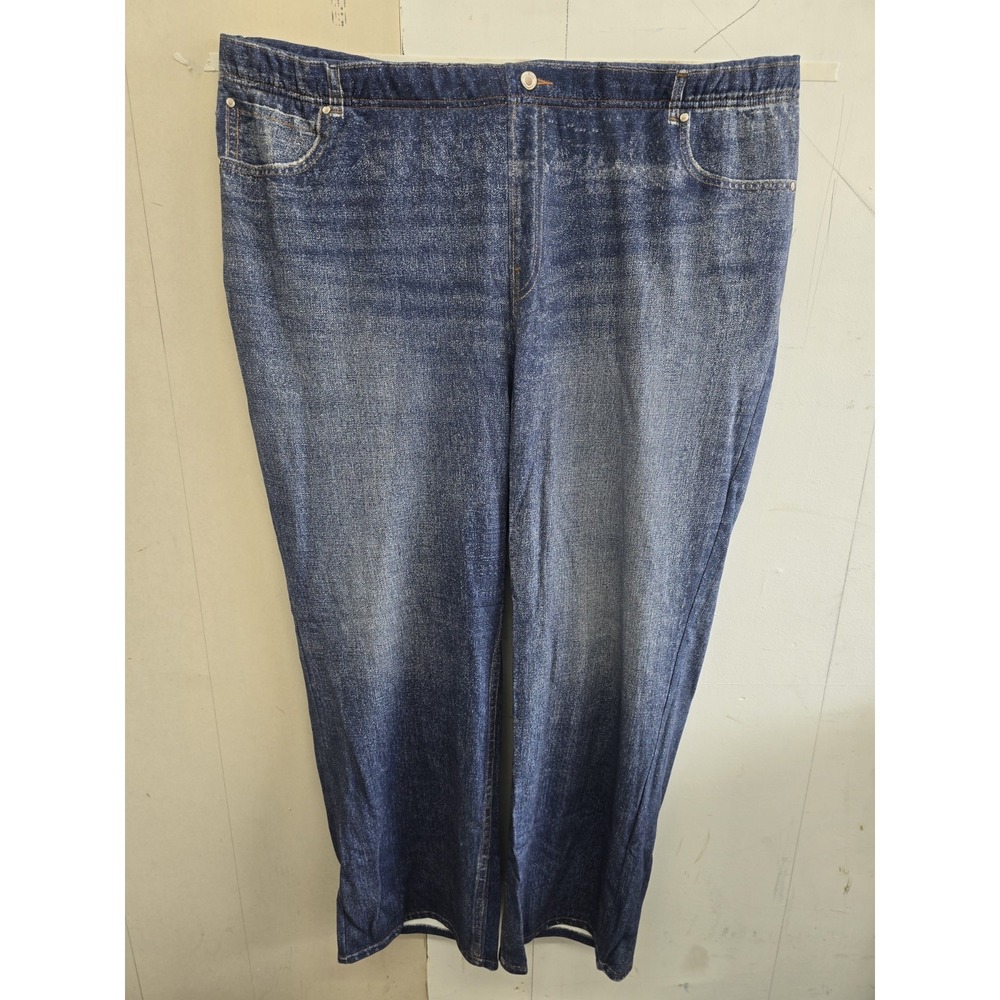 AnyBody Women's Plus 2X Indigo Wash Denim Effect French Terry Jeans - Picture 2 of 9